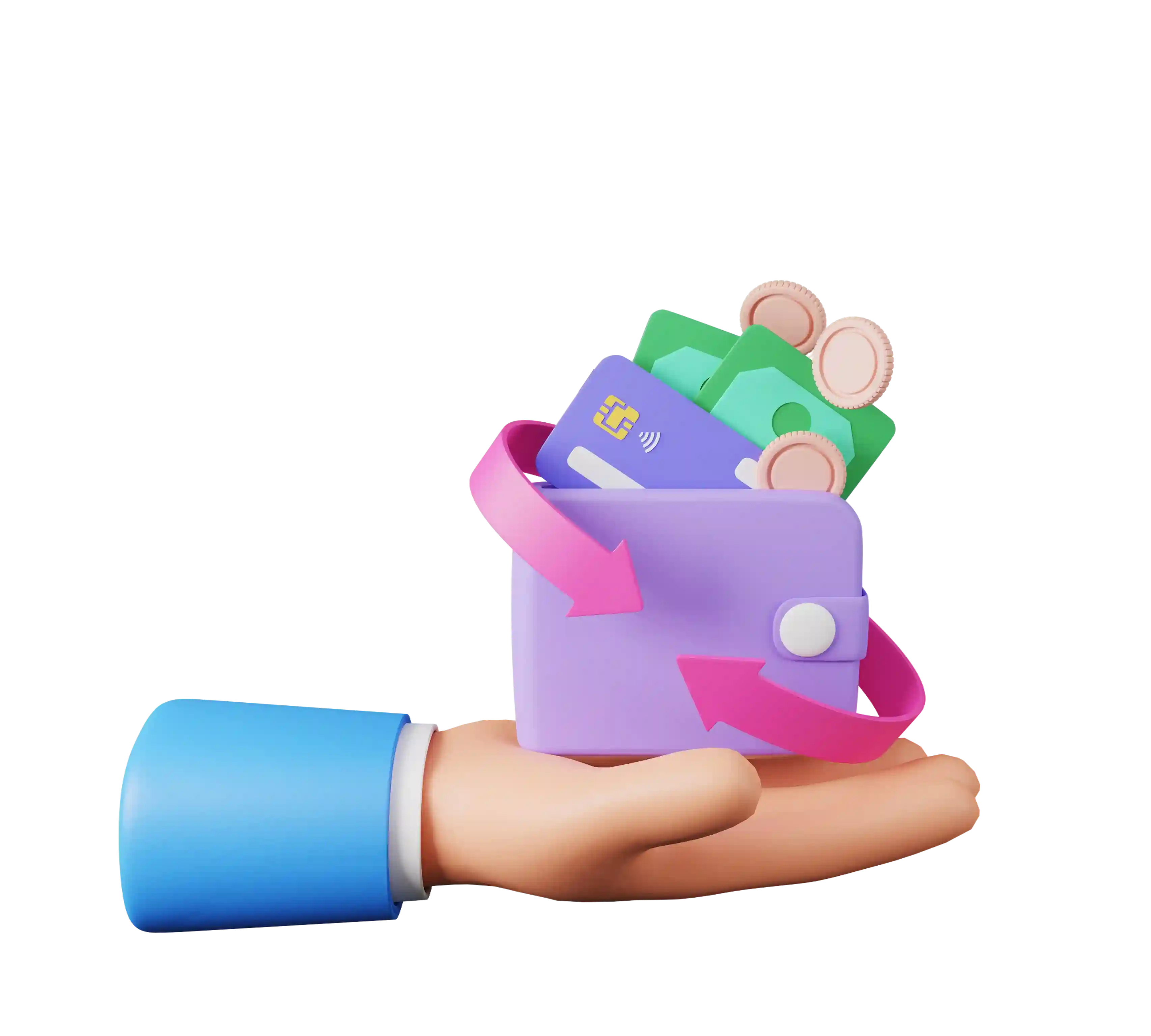 Three-dimensional illustration representing refunds and billing policy